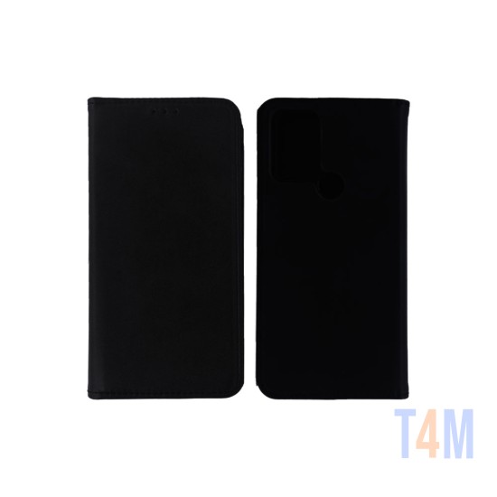 Funda Abatible de Cuero con Bolsillo Interno para TCL 30 SE Negro